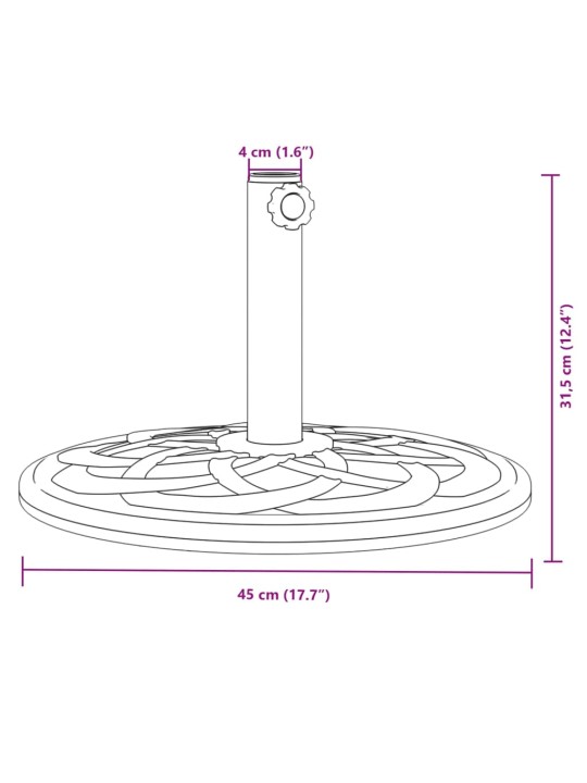 Saulessarga pamatne ar riteņiem, ø38 / 48 mm kātiem, 12 kg