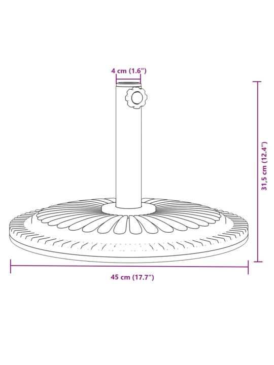 Saulessarga pamatne ar riteņiem, ø38 / 48 mm kātiem, 12 kg