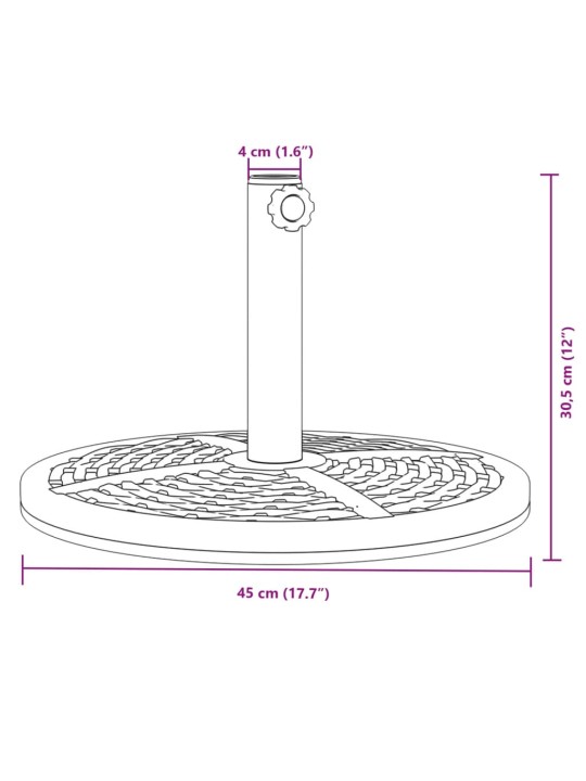 Saulessarga pamatne ar riteņiem, ø38 / 48 mm kātiem, 12 kg