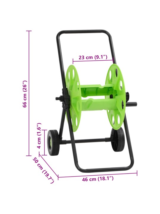 Šļūtenes spoles ratiņi 60 m 1/2" šļūtenei, zaļi, tērauds