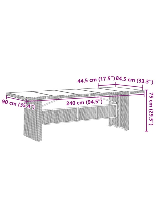 9-daļīgs dārza mēbeļu komplekts ar matračiem, PE rotangpalma