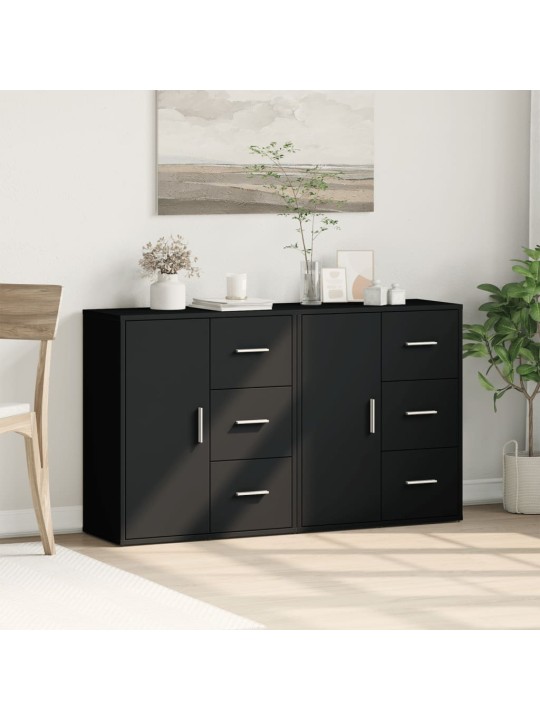 Kumodes 2 gab., melnas, 60x31x70 cm, inženierijas koks