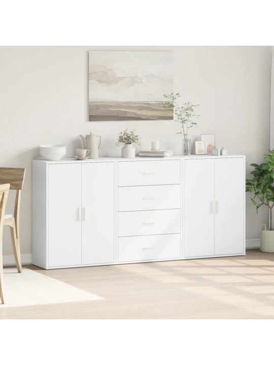 Kumodes, 3 gab., baltas, 60x31x84 cm, inženierijas koks