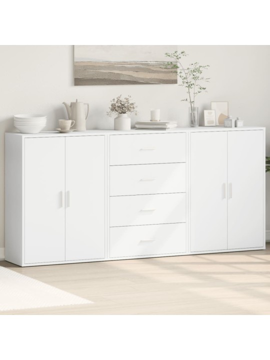 Kumodes, 3 gab., baltas, 60x31x84 cm, inženierijas koks
