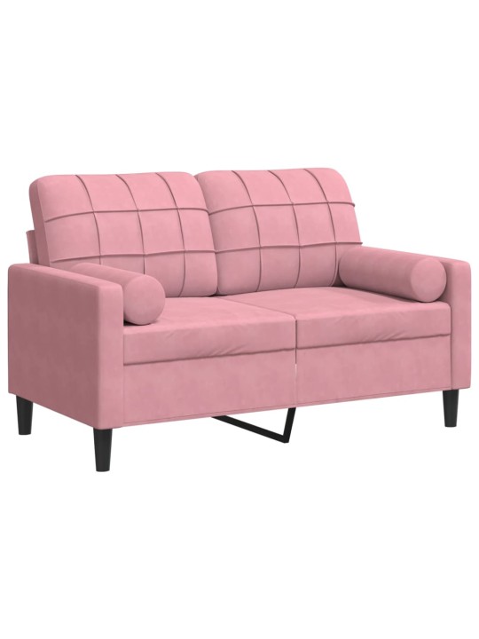 Divvietīgs dīvāns ar spilveniem, rozā, 120 cm, samts