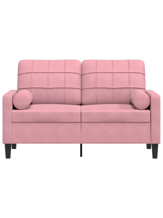 Divvietīgs dīvāns ar spilveniem, rozā, 120 cm, samts