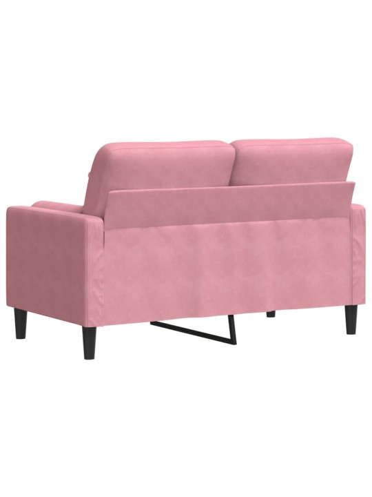 Divvietīgs dīvāns ar spilveniem, rozā, 120 cm, samts