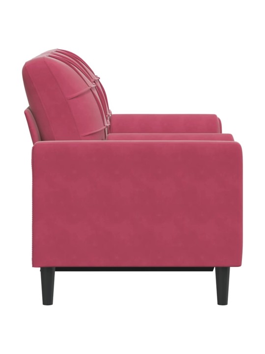Divvietīgs dīvāns ar spilveniem, vīnsarkans, 120 cm, samts