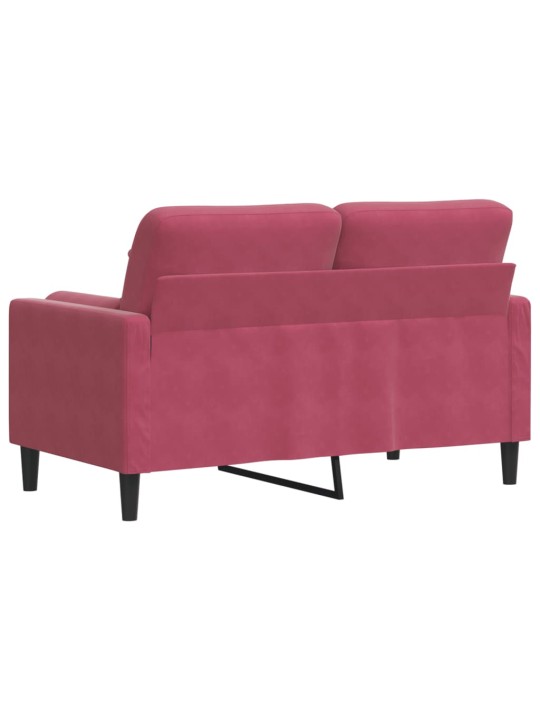 Divvietīgs dīvāns ar spilveniem, vīnsarkans, 120 cm, samts