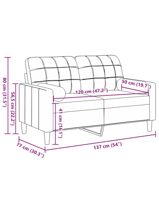 Divvietīgs dīvāns ar spilveniem, vīnsarkans, 120 cm, samts