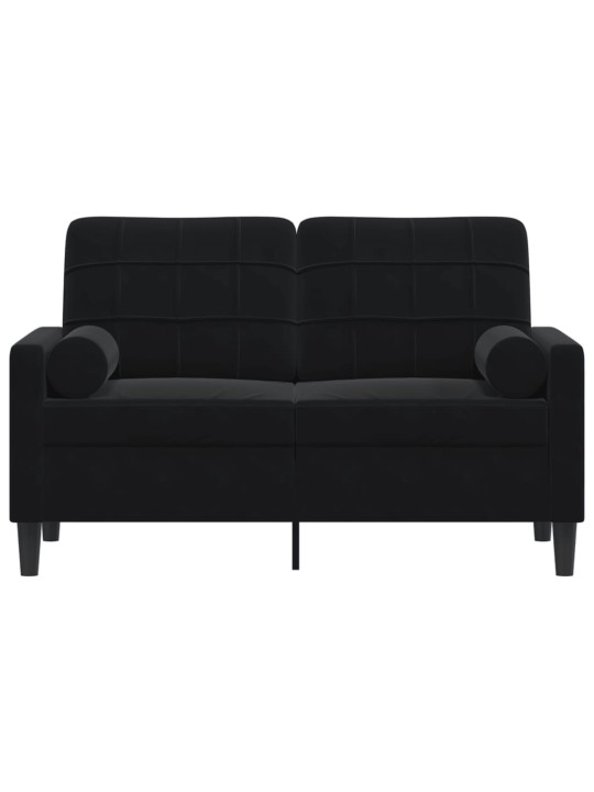 Divvietīgs dīvāns ar spilveniem, melns, 120 cm, samts