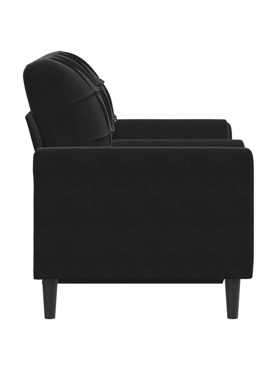 Divvietīgs dīvāns ar spilveniem, melns, 120 cm, samts