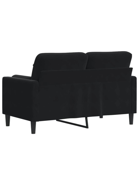 Divvietīgs dīvāns ar spilveniem, melns, 120 cm, samts
