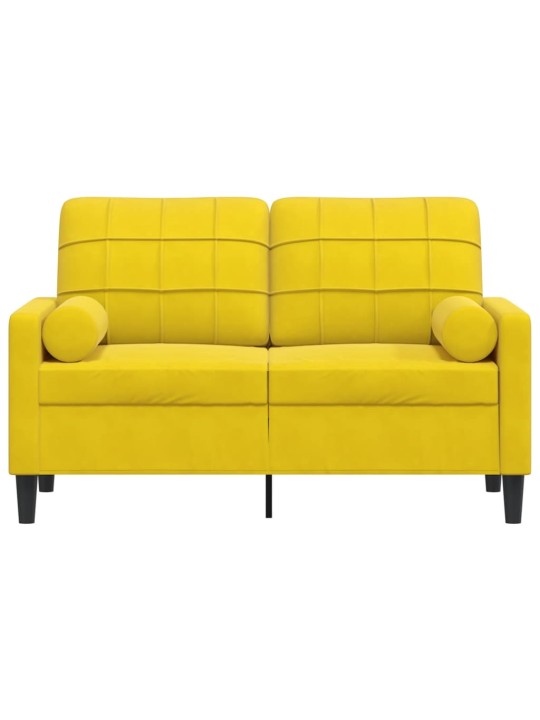 Divvietīgs dīvāns ar spilveniem, dzeltens, 120 cm, samts