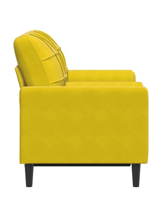 Divvietīgs dīvāns ar spilveniem, dzeltens, 120 cm, samts