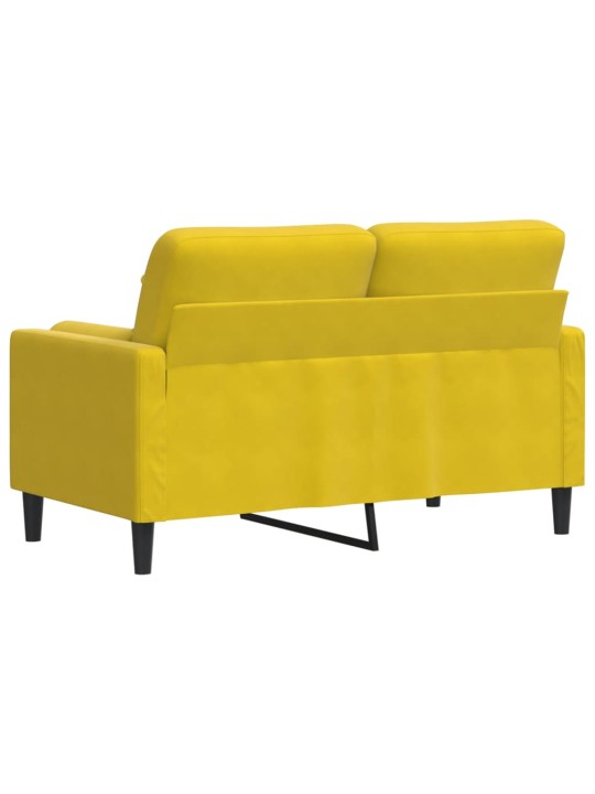 Divvietīgs dīvāns ar spilveniem, dzeltens, 120 cm, samts