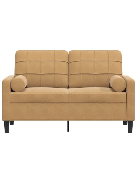 Divvietīgs dīvāns ar spilveniem, brūns, 120 cm, samts