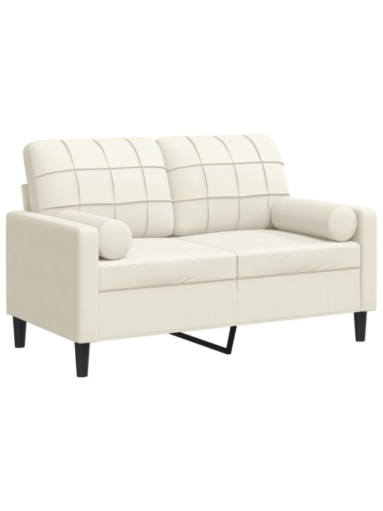 Divvietīgs dīvāns ar spilveniem, krēmkrāsas, 120 cm, samts
