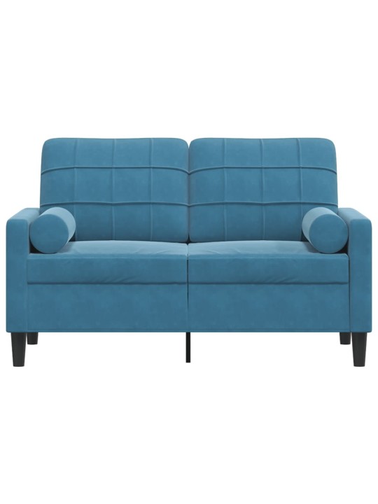 Divvietīgs dīvāns ar spilveniem, zils, 120 cm, samts