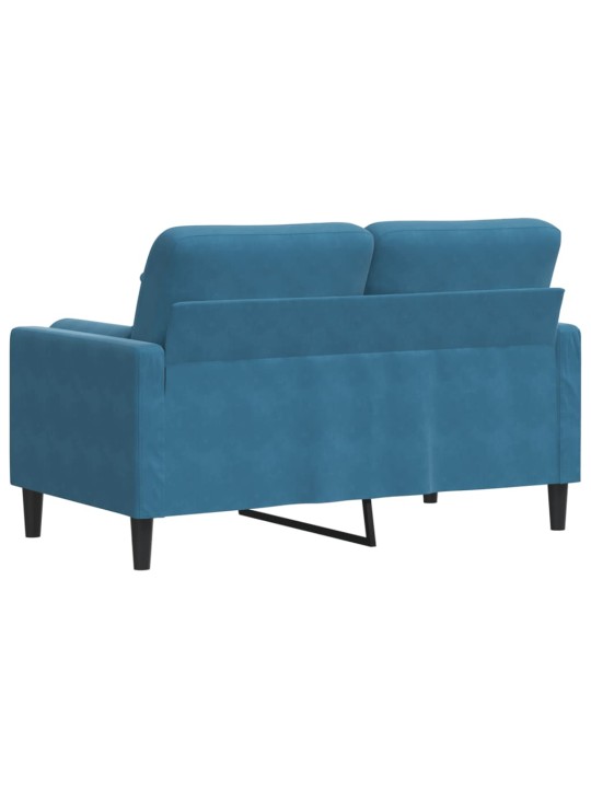 Divvietīgs dīvāns ar spilveniem, zils, 120 cm, samts