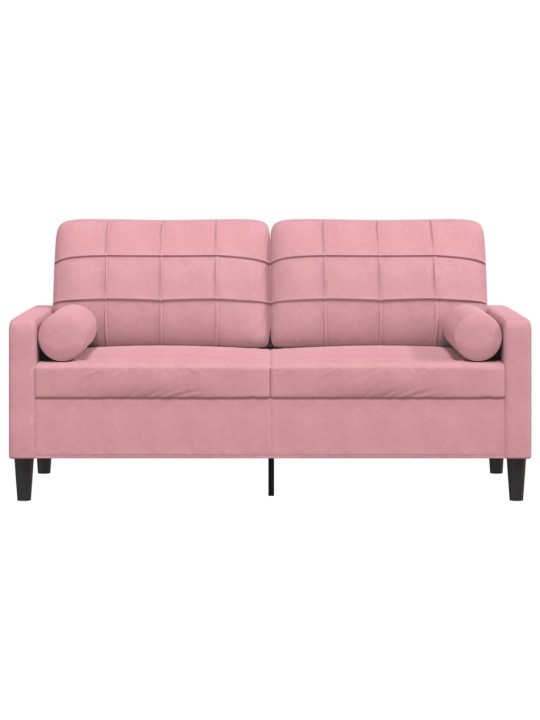 Divvietīgs dīvāns ar spilveniem, rozā, 140 cm, samts