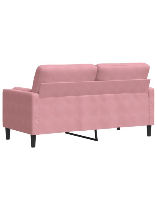 Divvietīgs dīvāns ar spilveniem, rozā, 140 cm, samts