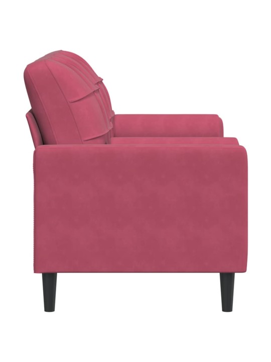 Divvietīgs dīvāns ar spilveniem, vīnsarkans, 140 cm, samts