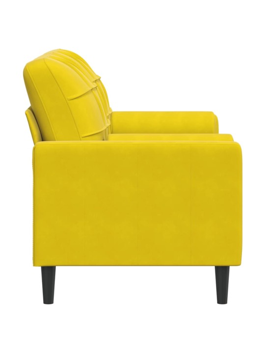 Divvietīgs dīvāns ar spilveniem, dzeltens, 140 cm, samts