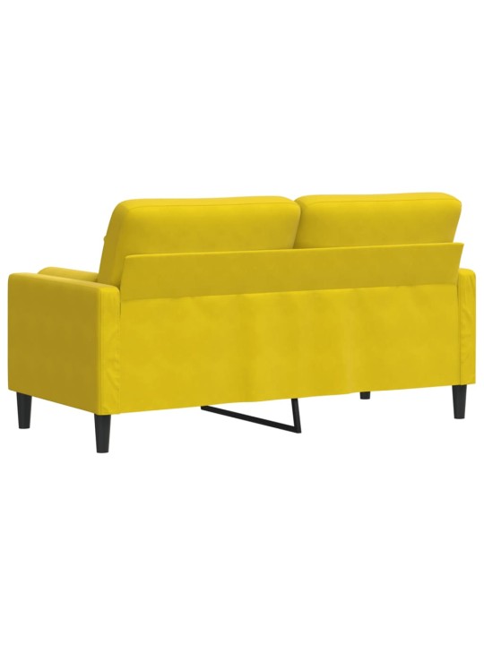 Divvietīgs dīvāns ar spilveniem, dzeltens, 140 cm, samts