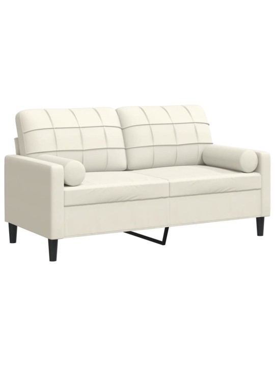 Divvietīgs dīvāns ar spilveniem, krēmkrāsas, 140 cm, samts