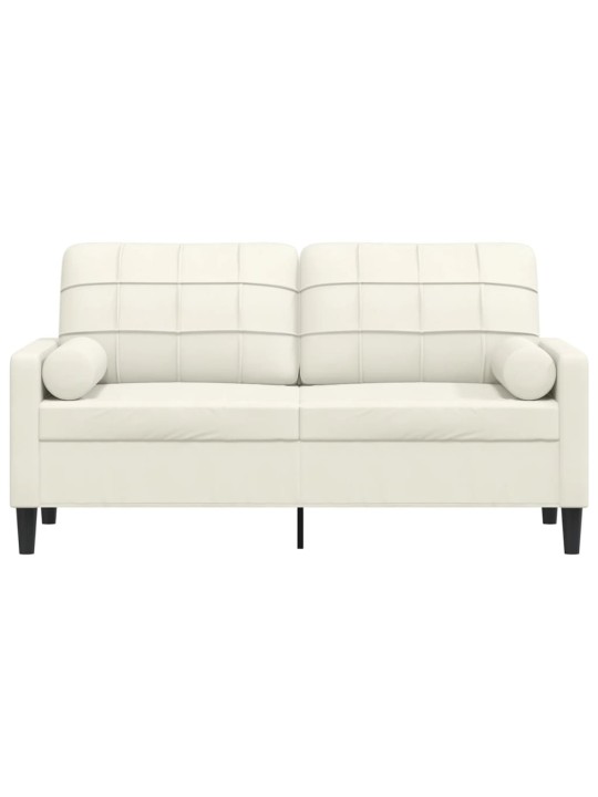 Divvietīgs dīvāns ar spilveniem, krēmkrāsas, 140 cm, samts
