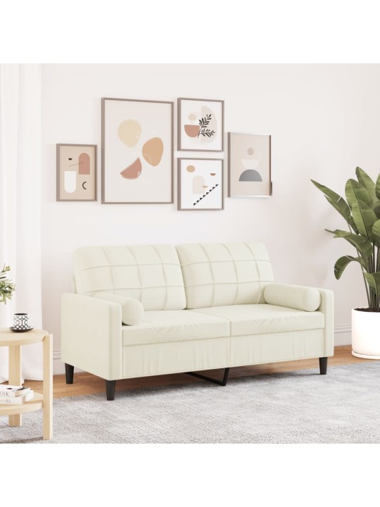 Divvietīgs dīvāns ar spilveniem, krēmkrāsas, 140 cm, samts