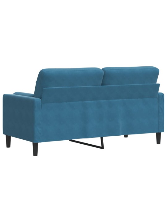 Divvietīgs dīvāns ar spilveniem, zils, 140 cm, samts