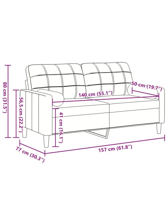 Divvietīgs dīvāns ar spilveniem, zils, 140 cm, samts
