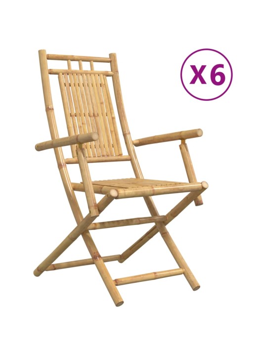 Saliekamie dārza krēsli, 6 gab., 53x66x99 cm, bambuss