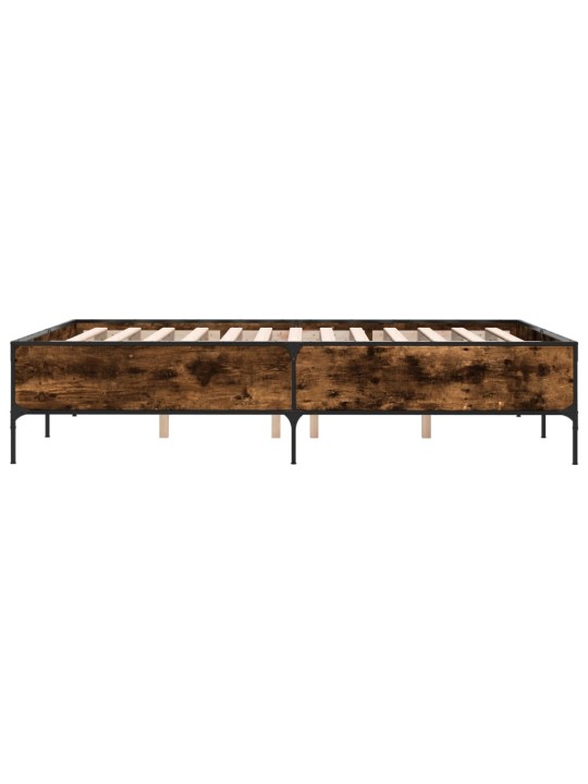 Gultas rāmis, ozola krāsā, 135x190cm, inženierijas koks, metāls