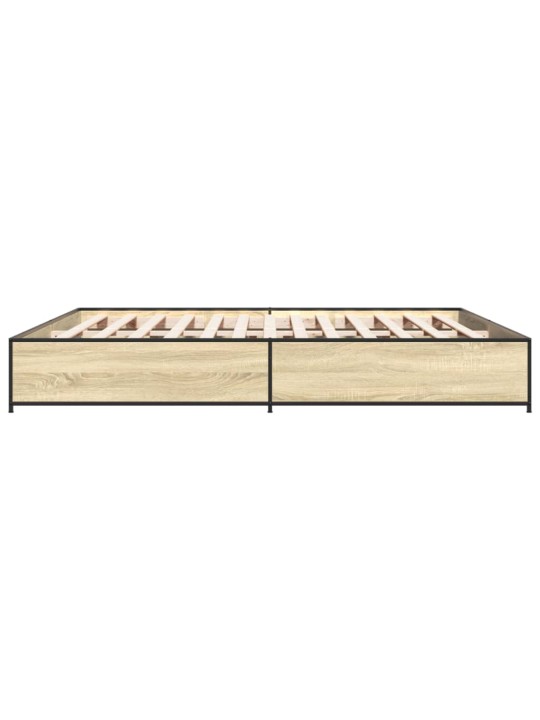 Gultas rāmis, ozola krāsā, 160x200cm, inženierijas koks, metāls