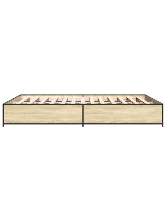 Gultas rāmis, ozola krāsā, 150x200cm, inženierijas koks, metāls