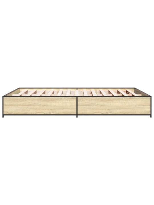 Gultas rāmis, ozola krāsā, 120x200cm, inženierijas koks, metāls