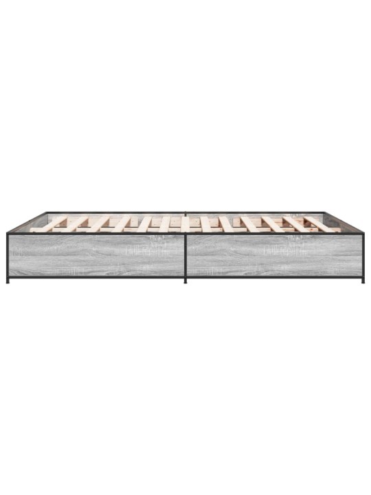 Gultas rāmis, pelēka ozola 120x200cm, inženierijas koks, metāls