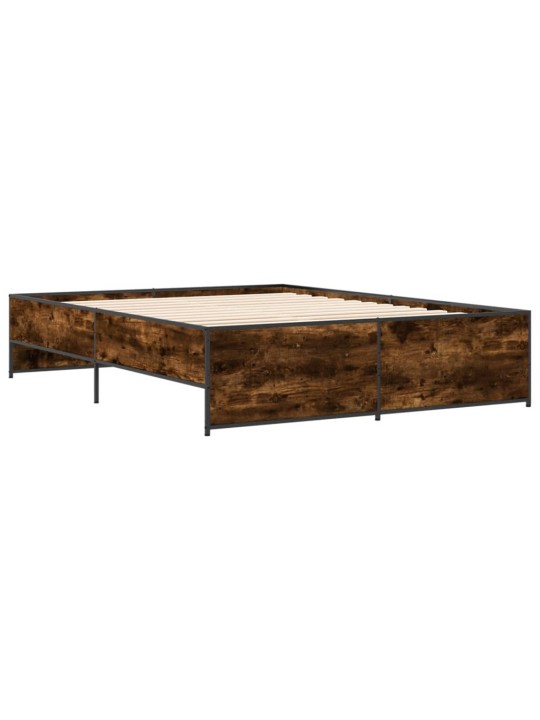 Gultas rāmis, ozola krāsā, 150x200cm, inženierijas koks, metāls