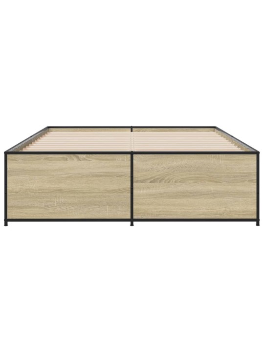 Gultas rāmis, ozola krāsā, 120x200cm, inženierijas koks, metāls
