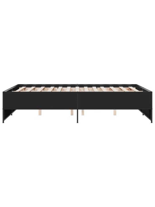 Gultas rāmis, melns, 140x190 cm, inženierijas koks, metāls