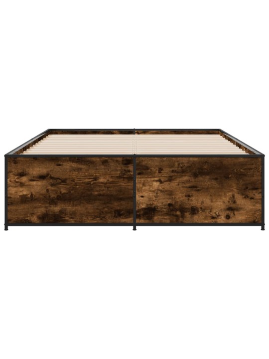 Gultas rāmis, ozola krāsā, 140x190cm, inženierijas koks, metāls