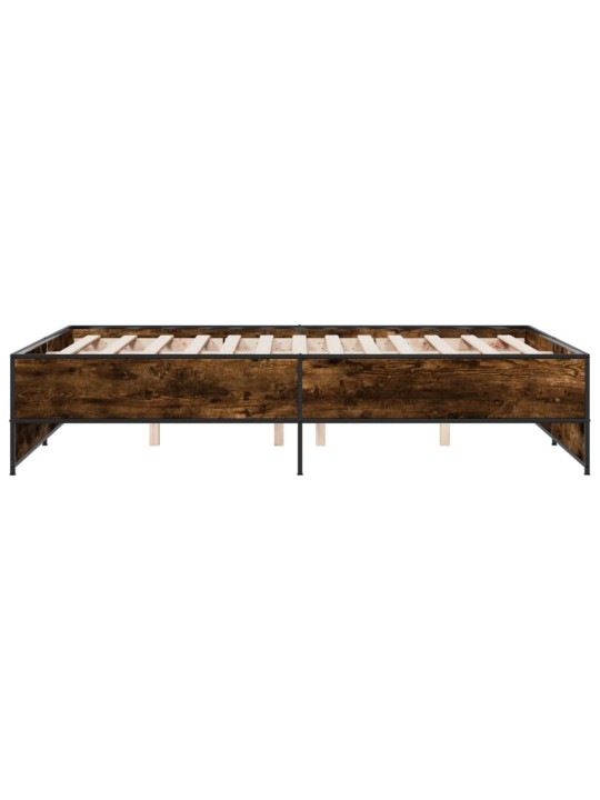 Gultas rāmis, ozola krāsā, 140x190cm, inženierijas koks, metāls