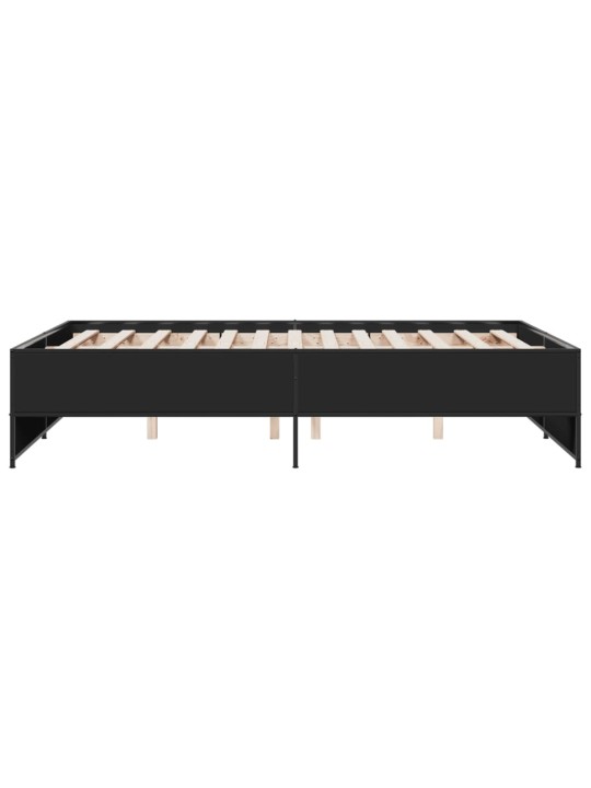 Gultas rāmis, melns, 135x190 cm, inženierijas koks, metāls