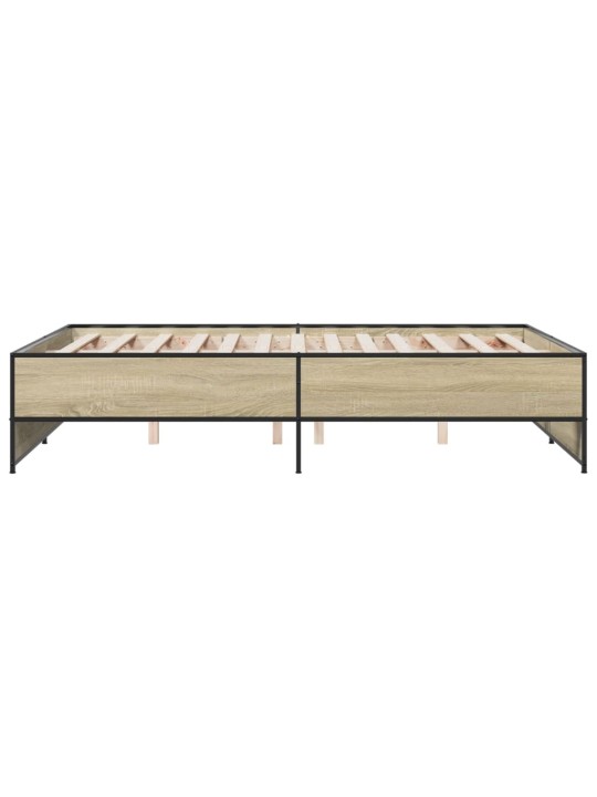 Gultas rāmis, ozola krāsā, 135x190cm, inženierijas koks, metāls