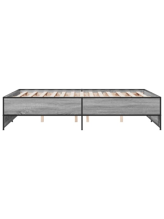 Gultas rāmis, pelēka ozola,135x190cm, inženierijas koks, metāls