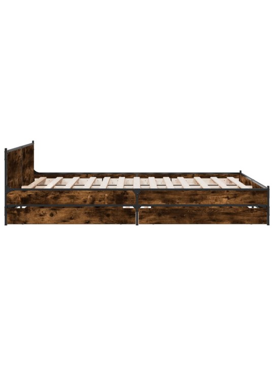 Gultas rāmis ar atvilktnēm, ozola, 135x190cm, inženierijas koks