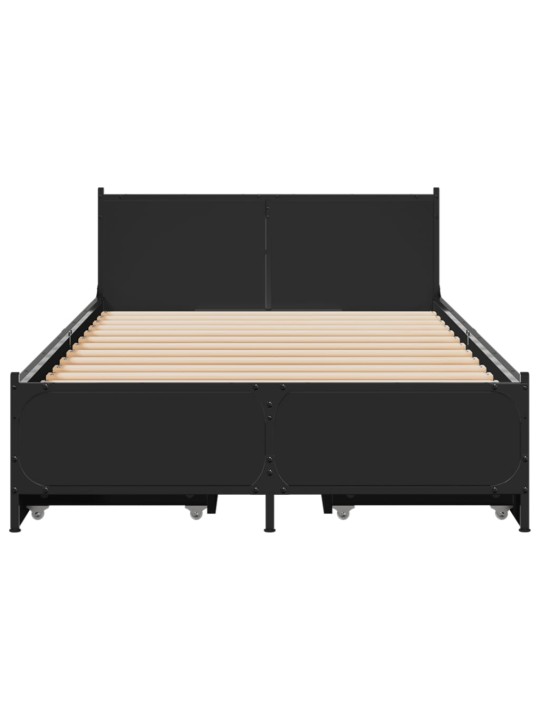 Gultas rāmis ar atvilktnēm, melns, 90x200 cm, inženierijas koks